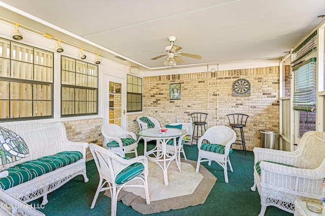 view of patio / terrace with covered porch and ceiling fan