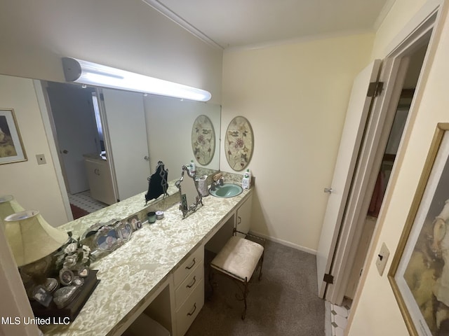 13137 Old Port Gibson Rd, Utica, MS 39175 - bathroom featuring double vanity, ornamental molding, and a sink
