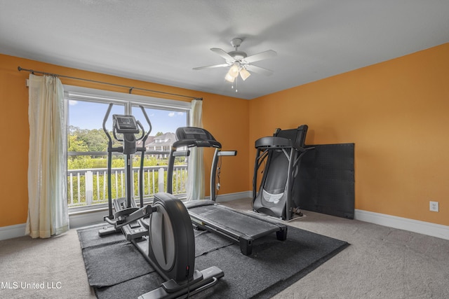 420 N Caribe Pl, Gulfport, MS 39507 - exercise room with ceiling fan, carpet floors, and baseboards
