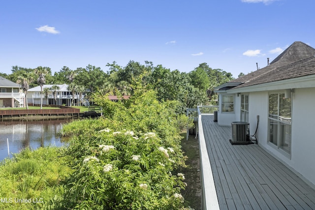 420 N Caribe Pl, Gulfport, MS 39507 - wooden deck featuring a water view and central air condition unit