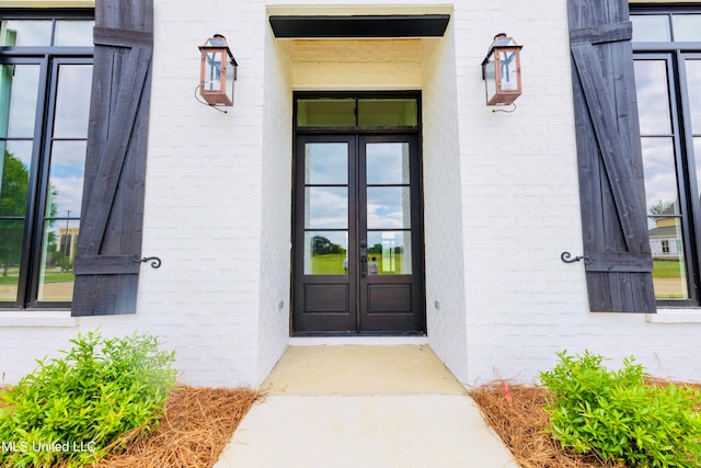 view of exterior entry with french doors