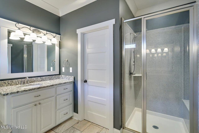 244 Hidden Hills Pkwy, Brandon, MS 39047 - full bathroom with a stall shower, vanity, and tile patterned flooring