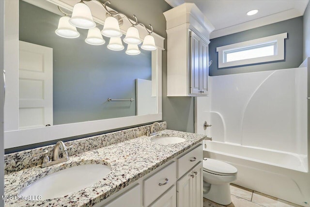 244 Hidden Hills Pkwy, Brandon, MS 39047 - full bathroom with double vanity, washtub / shower combination, and tile patterned floors