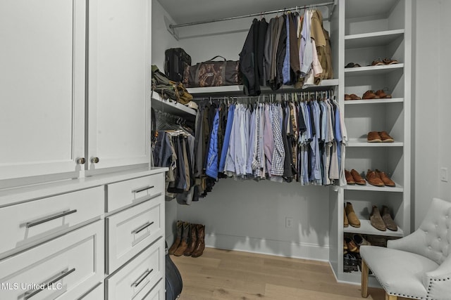 spacious closet with wood finished floors