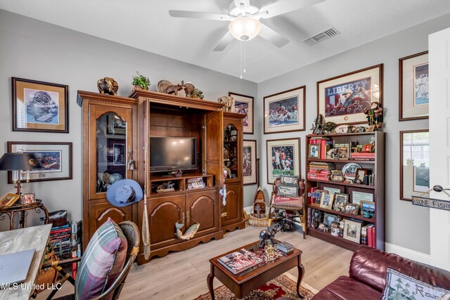 12578 Alphabet Rd, Gulfport, MS 39503 - living room featuring a ceiling fan and wood finished floors