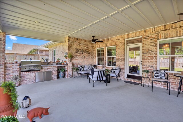 12578 Alphabet Rd, Gulfport, MS 39503 - view of patio / terrace with a ceiling fan, a sink, and an outdoor living space