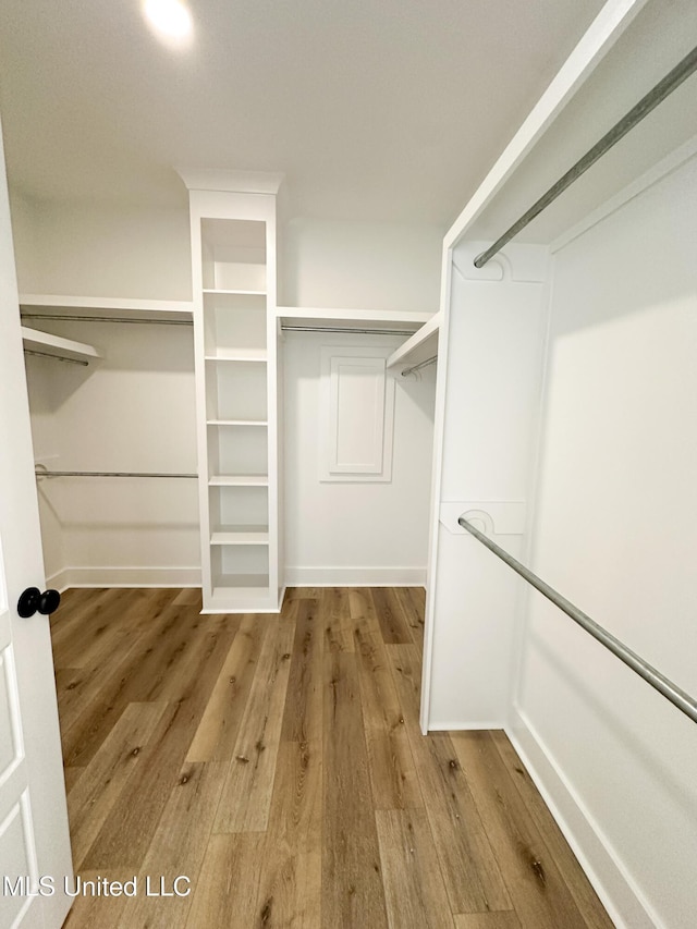 walk in closet featuring wood finished floors