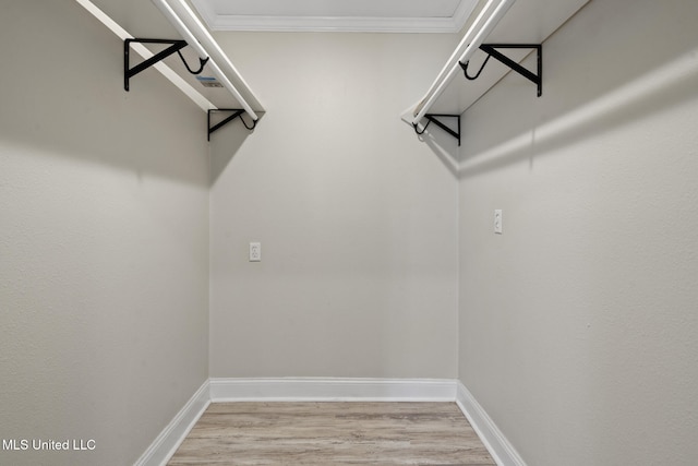 walk in closet featuring light wood-type flooring