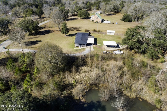 bird's eye view featuring a water view