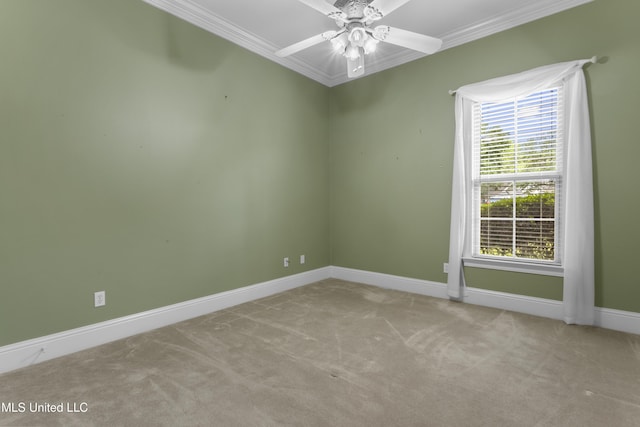 5578 E Diamondhead Dr, Diamondhead, MS 39525 - carpeted spare room featuring crown molding, baseboards, and ceiling fan