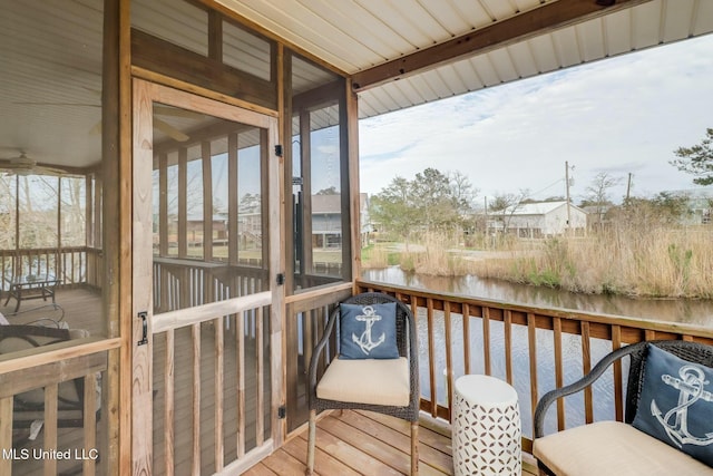 deck with a water view