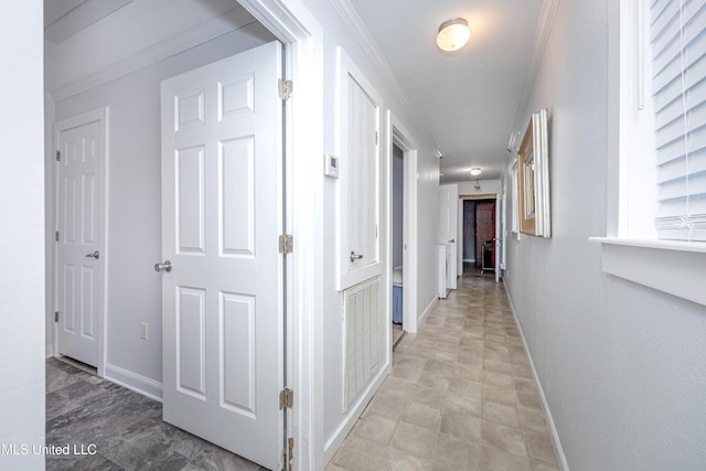 hallway with ornamental molding