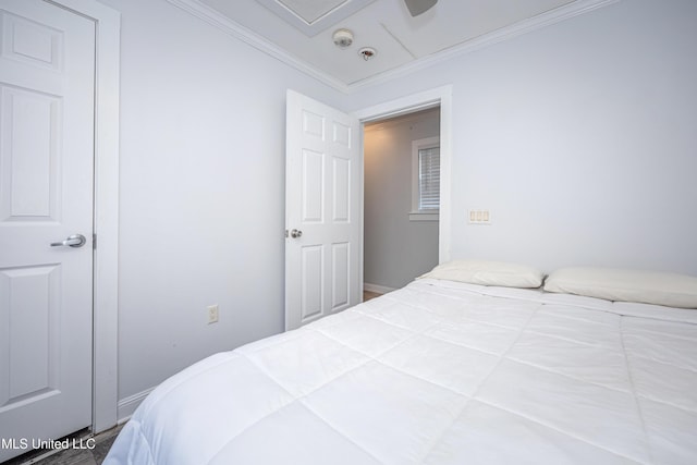 bedroom featuring ornamental molding