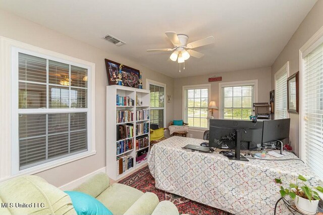 16063 W Daytona Dr, Pearlington, MS 39572 - office space with ceiling fan and visible vents