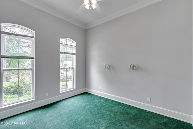 121 Poplar Ridge Dr, Brandon, MS 39047 - carpeted spare room with a ceiling fan, crown molding, and baseboards