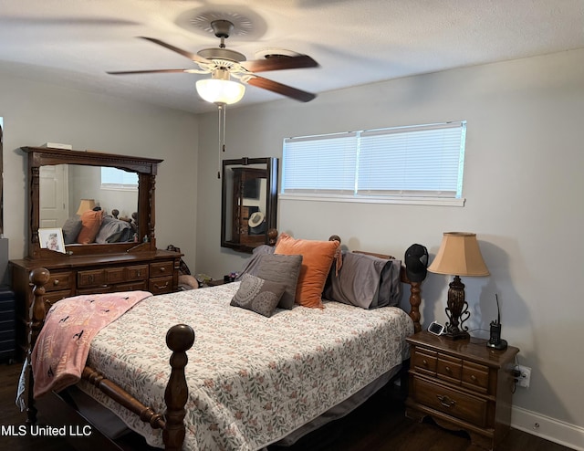 5064 Old Canton Rd, Jackson, MS 39211 - bedroom featuring a ceiling fan, wood finished floors, and baseboards