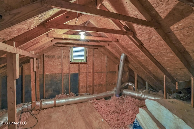 view of unfinished attic