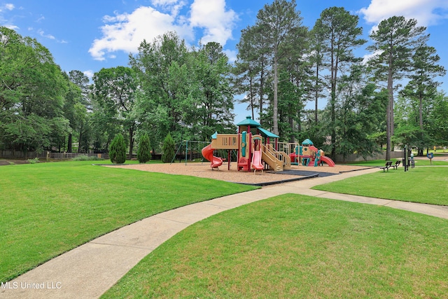 community play area featuring a yard