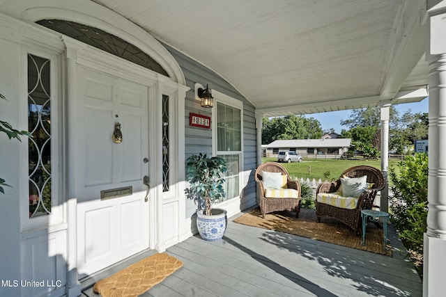 deck with a porch