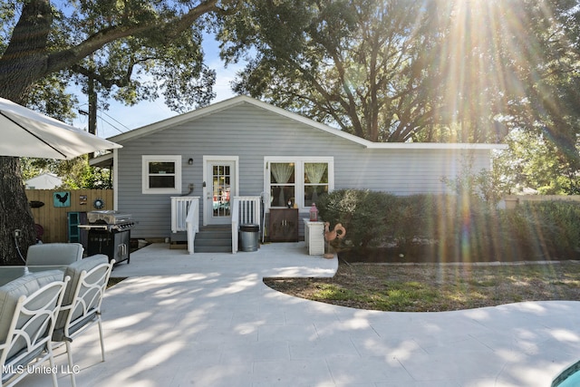 view of front of house with a patio