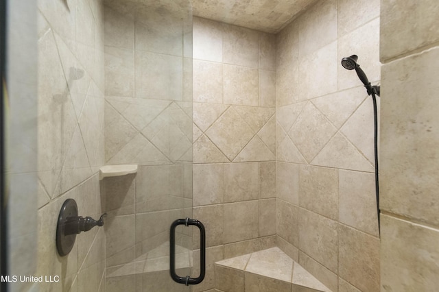 interior details with a stall shower