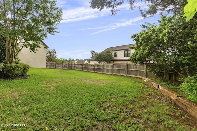 view of yard featuring a fenced backyard