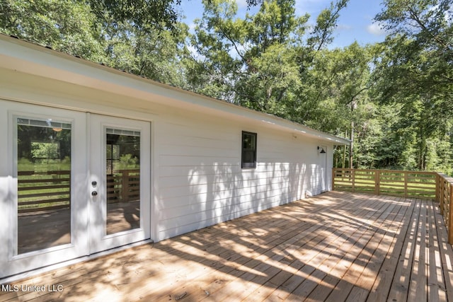 wooden deck with french doors