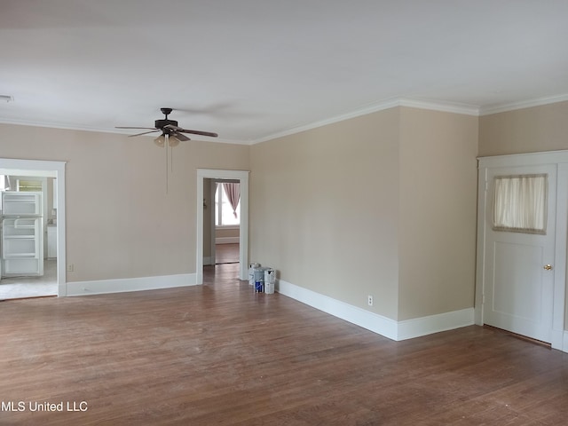 107 E Percy St, Indianola, MS 38751 - spare room with wood finished floors, a ceiling fan, ornamental molding, and baseboards