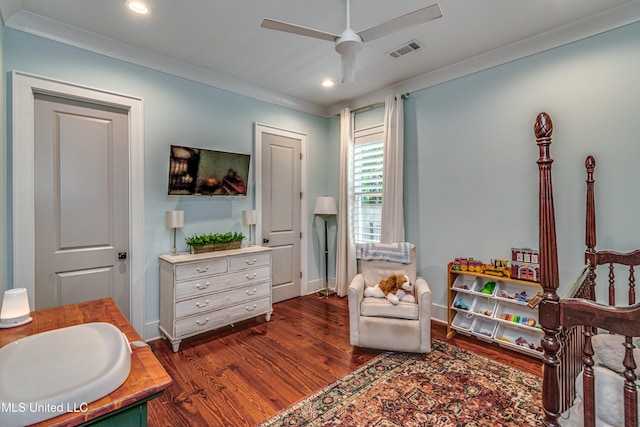 102 Silverleaf Dr, Madison, MS 39110 - bedroom featuring dark wood-style floors, recessed lighting, baseboards, crown molding, and a sink