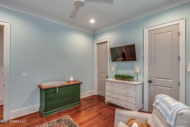 102 Silverleaf Dr, Madison, MS 39110 - sitting room featuring dark wood-type flooring, a ceiling fan, baseboards, and recessed lighting