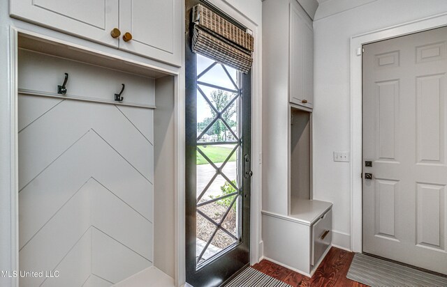 102 Silverleaf Dr, Madison, MS 39110 - mudroom with dark wood-style flooring and baseboards