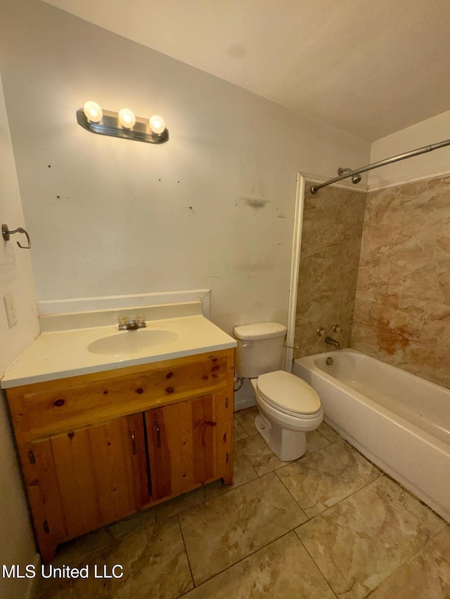 full bathroom featuring vanity, toilet, and shower / bathtub combination