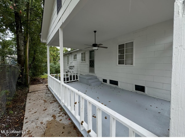 view of patio with ceiling fan