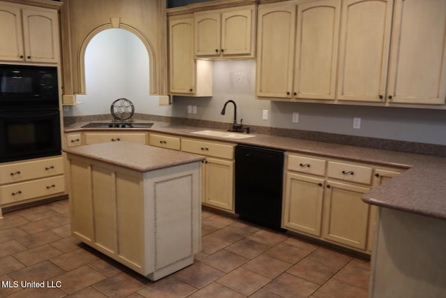2212 Sampras Blvd, Vancleave, MS 39565 - kitchen featuring black appliances, cream cabinets, and tile patterned floors