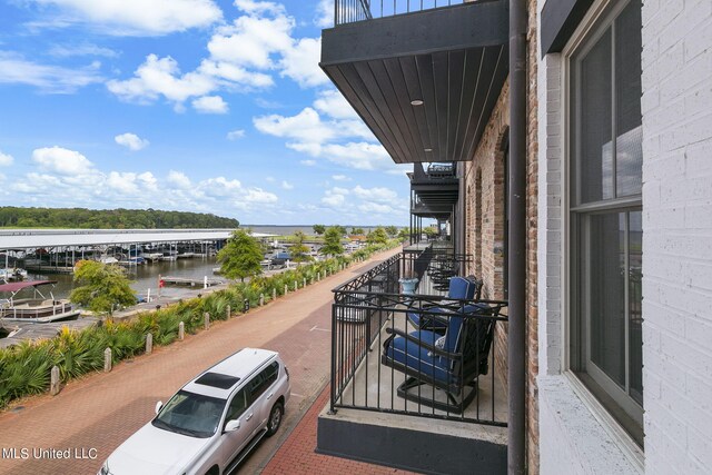 balcony with a water view