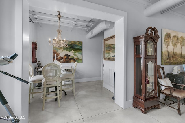 interior space with an inviting chandelier