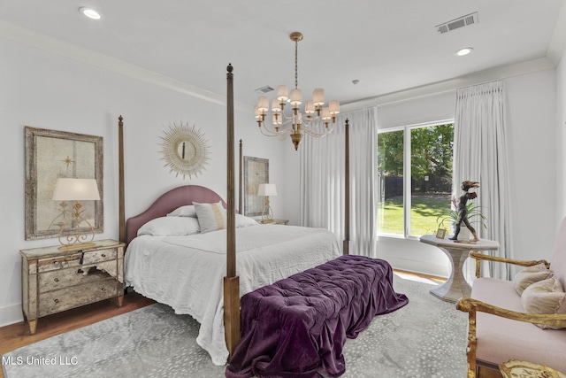 323 Penrose Pl, Madison, MS 39110 - bedroom with a chandelier, wood finished floors, and recessed lighting