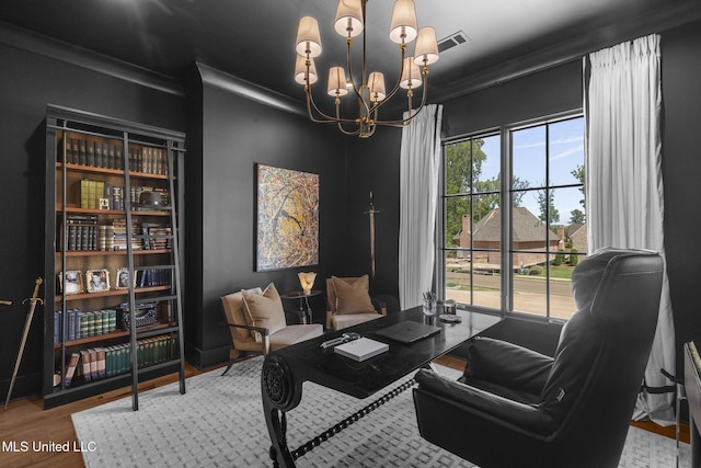 323 Penrose Pl, Madison, MS 39110 - home office with a chandelier and wood finished floors