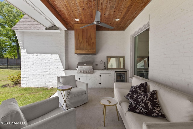 323 Penrose Pl, Madison, MS 39110 - view of patio / terrace with beverage cooler, ceiling fan, and a sink