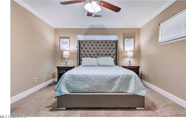 506 Loposser Ave, Gulfport, MS 39507 - carpeted bedroom featuring ornamental molding, baseboards, and a ceiling fan