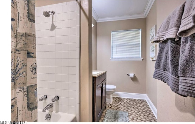 506 Loposser Ave, Gulfport, MS 39507 - bathroom with baseboards, crown molding, tile patterned floors, toilet, and vanity