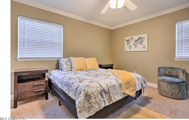 506 Loposser Ave, Gulfport, MS 39507 - bedroom with carpet flooring, crown molding, baseboards, and ceiling fan