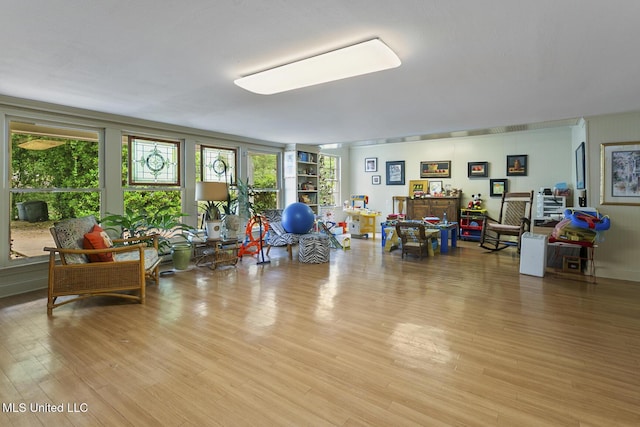 interior space with light hardwood / wood-style floors