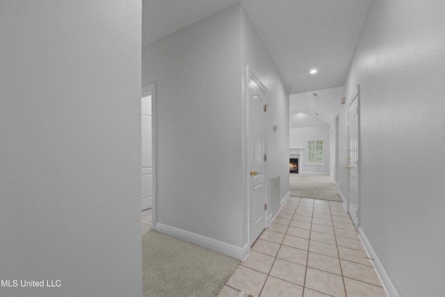 725 Old Savannah Dr, Long Beach, MS 39560 - hall featuring recessed lighting, light colored carpet, baseboards, and light tile patterned floors