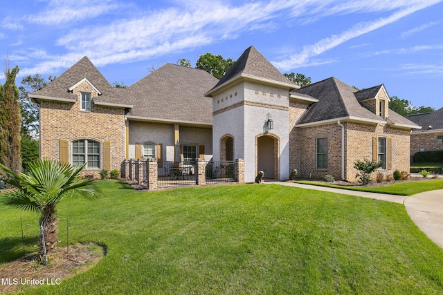 view of front of house with a front lawn