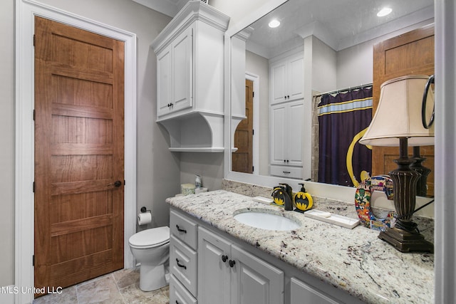 213 Ironwood Plantation Blvd, Madison, MS 39110 - bathroom with recessed lighting, vanity, toilet, and curtained shower