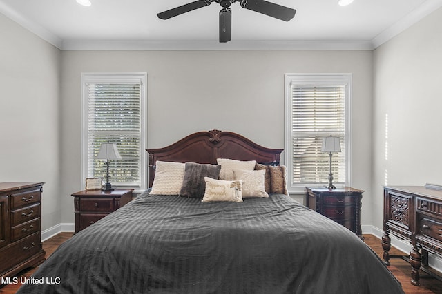 213 Ironwood Plantation Blvd, Madison, MS 39110 - bedroom with baseboards, ornamental molding, dark wood-type flooring, and recessed lighting
