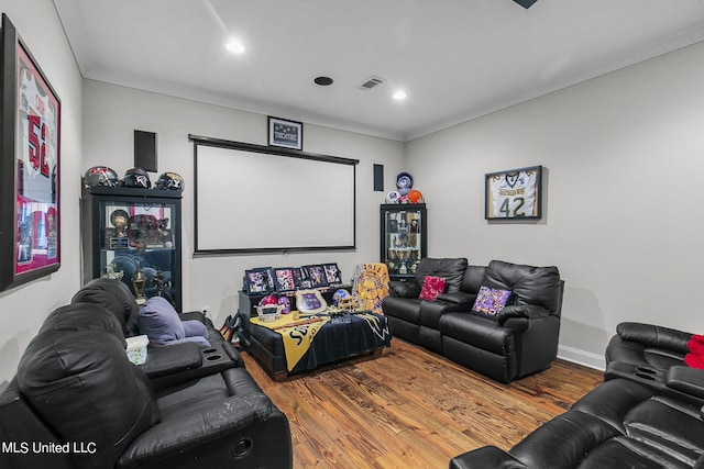 213 Ironwood Plantation Blvd, Madison, MS 39110 - cinema room with visible vents, recessed lighting, crown molding, and wood finished floors