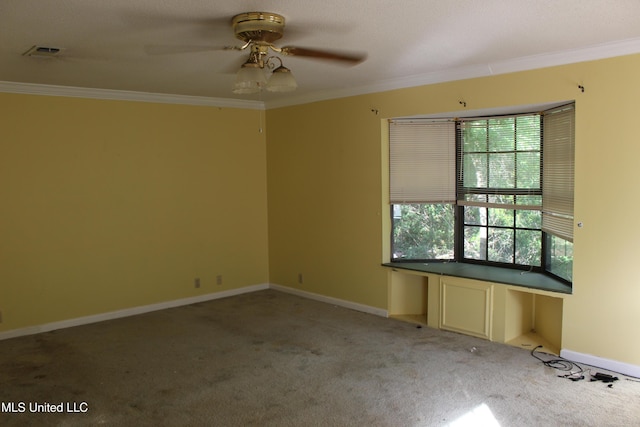 21481 Talmage Ln, Long Beach, MS 39560 - empty room featuring crown molding, light colored carpet, and ceiling fan
