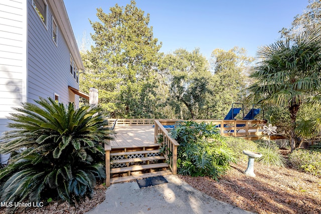 view of patio with a wooden deck